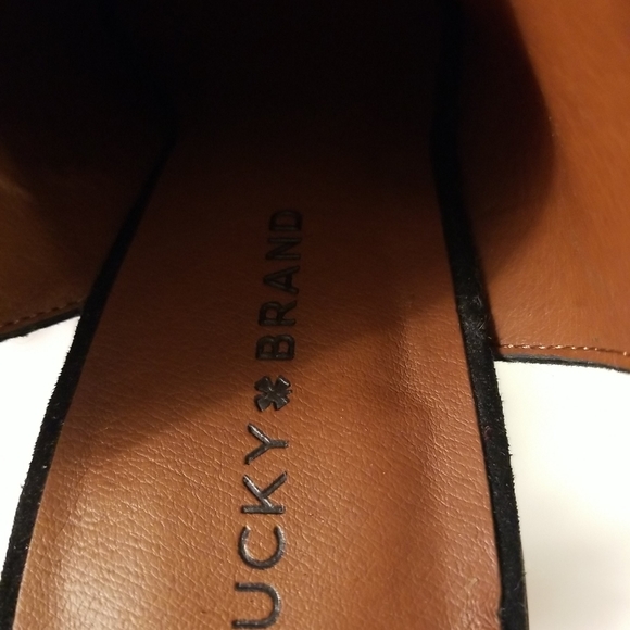 Lucky Brand Odenah Leather Suede Block Heels Booties Peep Toe Size 8.5M - Picture 10 of 10